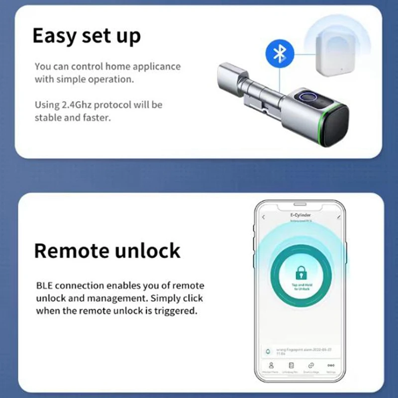 Best-Intelligent Lock Cylinder Tong Tong APP Card Anti-Theft Gate Fingerprint Lock Replacement Lock Cylinder