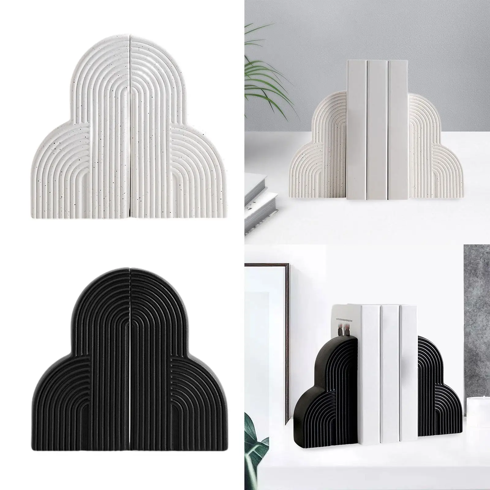 

2 Pieces Aesthetic Bookends Ornaments Minimalist Trendy Modern Book Stoppers for Tabletop Bookshelf Countertop Desktop Library