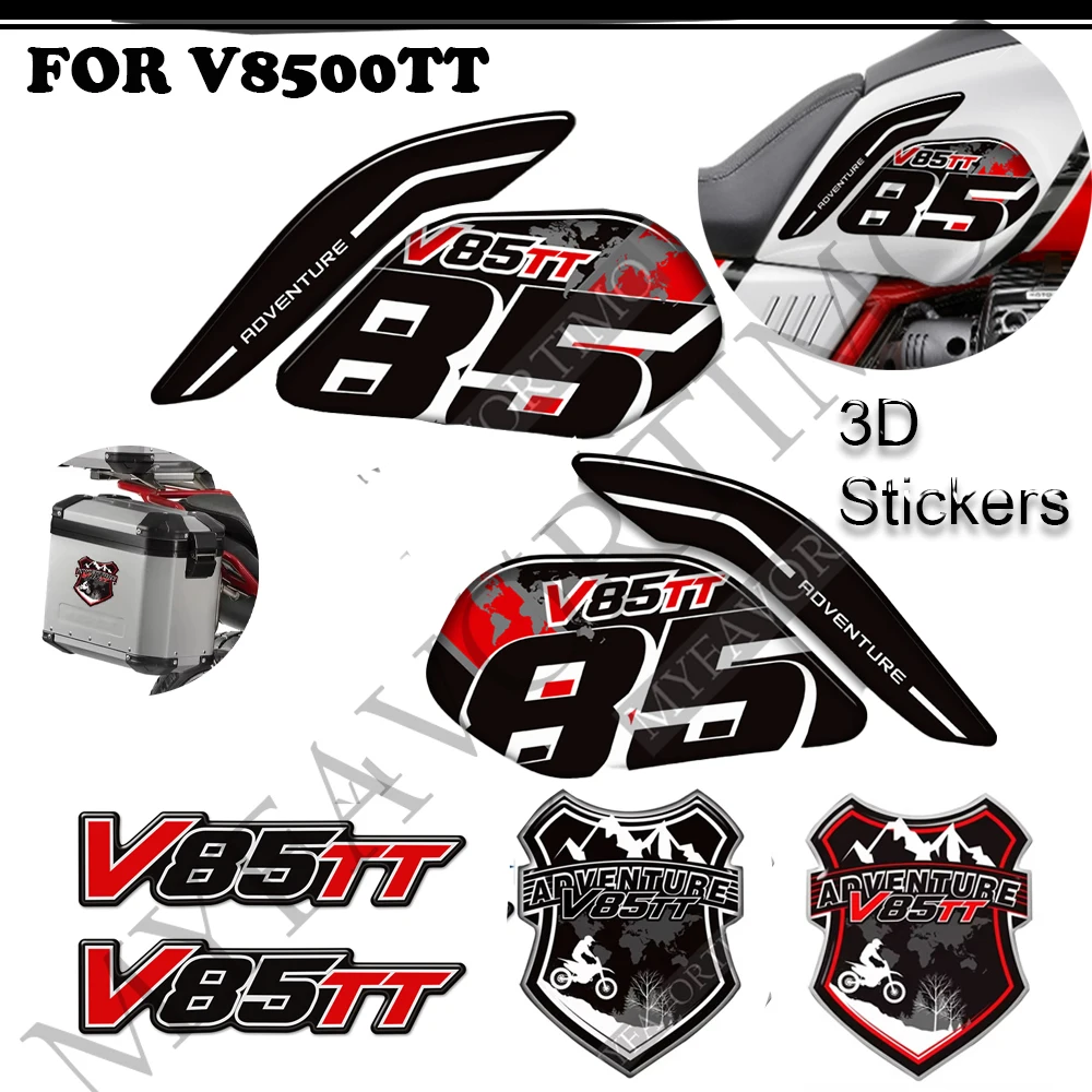 Motorcycle Tank Pad Windshield Windscree Trunk Luggage Cases Emblem Logo Protector Stickers Decals For V85TT V85 TT