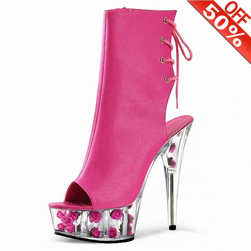 

Crossdress Thin Heels Peep Toe 15cm Sexy Fetish Shoes Black Exotic Dancer Big Size Gothic Thin Heels Catwalk Stripper Heels