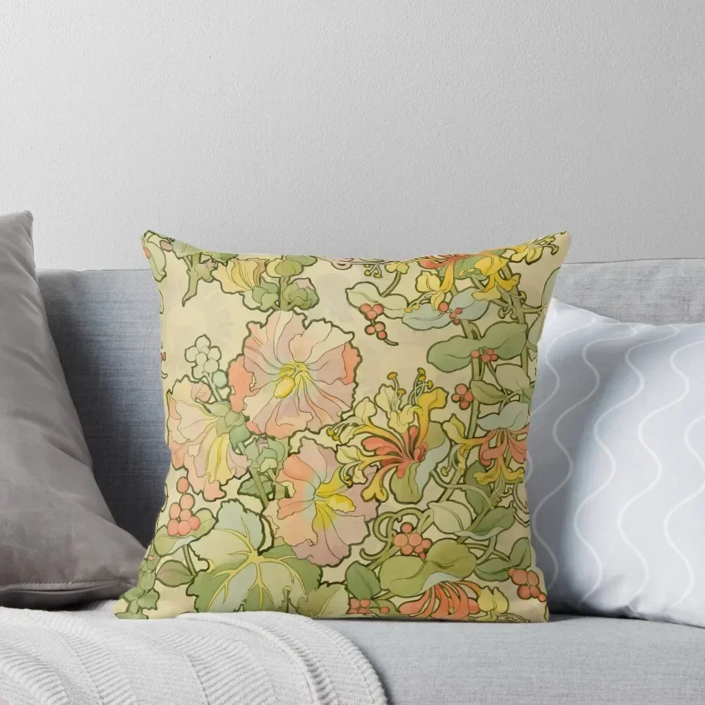 

Alphonse Mucha (1860 – 1939) Flowers textile design Throw Throw Pillow home decor items Sofa Cushion Cover pillow