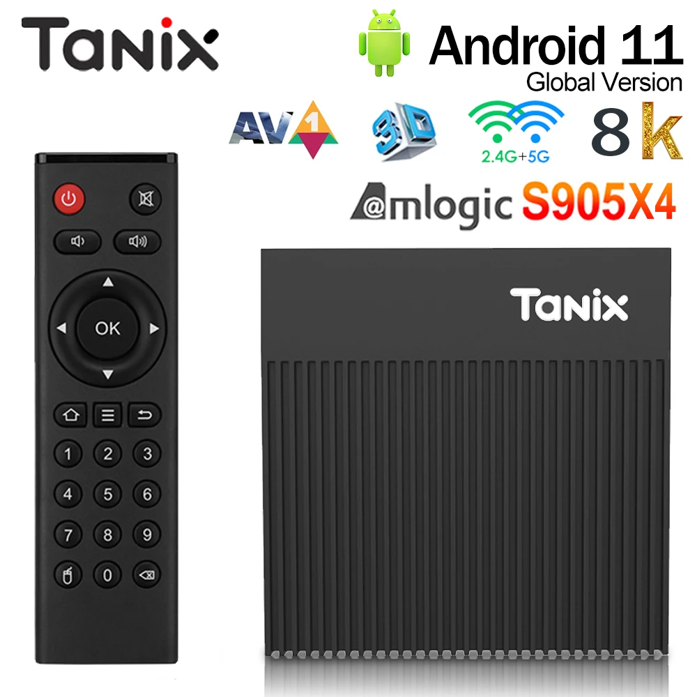 Original Tanix X4 Smart TV Box Android11.0 Amlogic S905X4 4GB RAM 32GB 64GB ROM 3D BT 2.4G&5G Wifi HDR Media Player Set Top Box