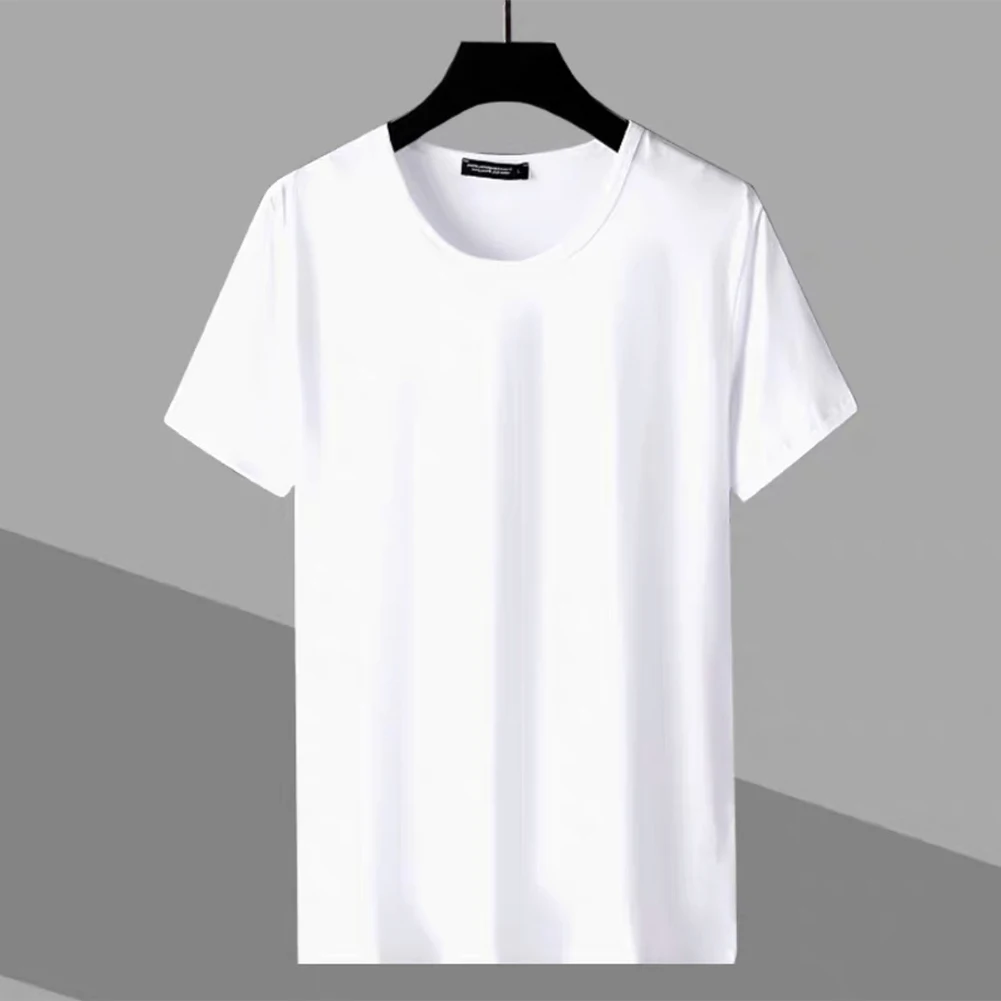 

Fashion Solid T-shirts Mens Shirt Round Neck Tops Summer Short Sleeve Shirts Casual Slim-Fit Tee Top Male Breathable Clothing