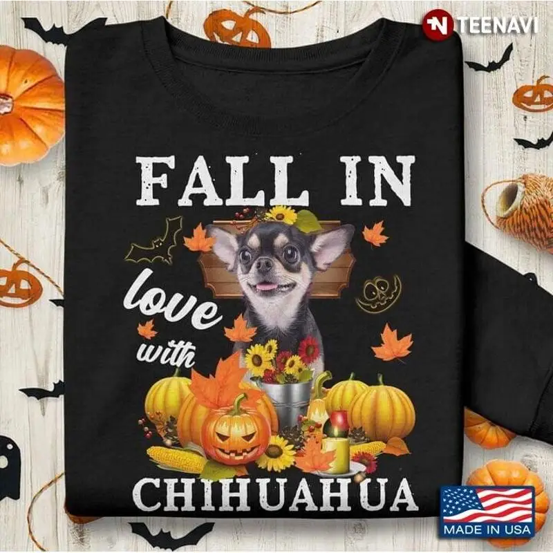 

Fall In Love With Chihuahua Autumn Season for Dog Lover T shirt