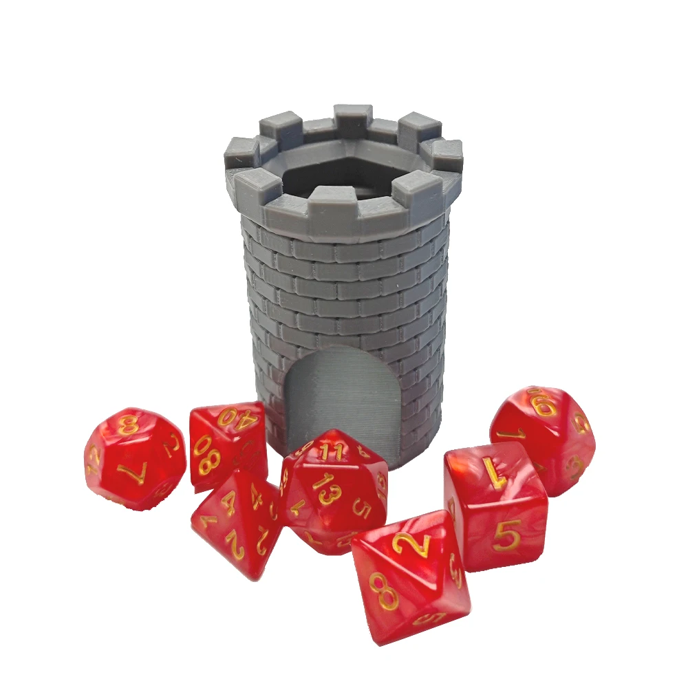 DND Mini Medieval Dice Tower Twister Accessory for Role Playing Board Games Tabletop Rolling Castle Tray Portable Travel