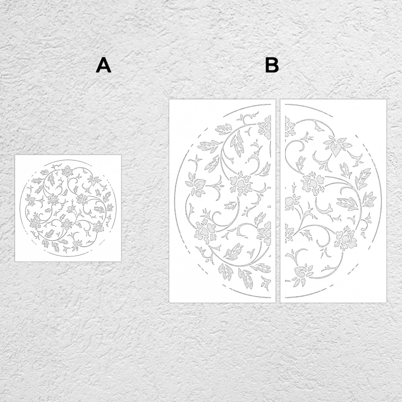 40cm - 80cm Wall Stencil For Painting Decor Decorative Plaster Template Round Flower Vintage Branch Traditional Oriental S472