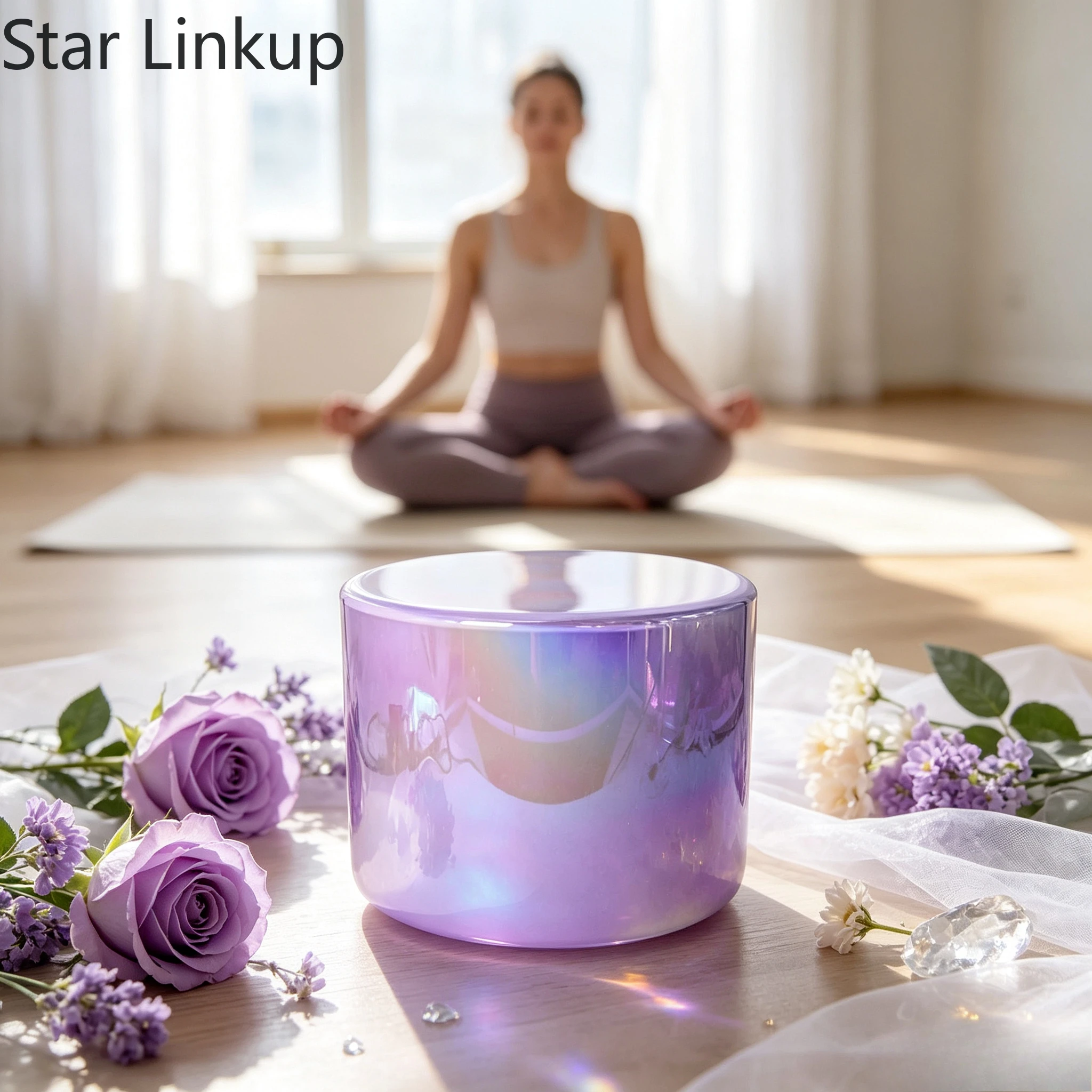 Star Linkup Enchanted Purple Quartz Crystal Singing Bowl, Vibration Sound‑Healing Music Percussion Bowl With Rubber Mallet for Yoga Practice and Daily Stress Relief