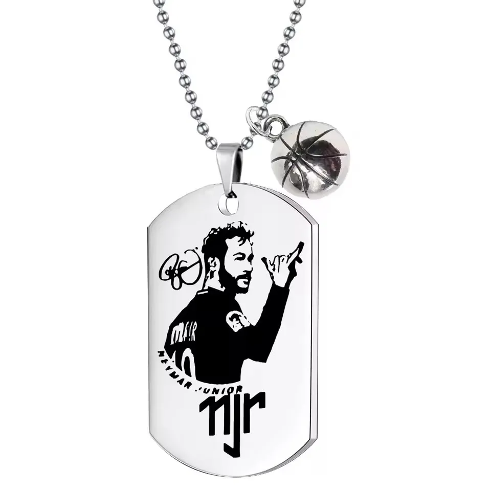 Fashion Messi Stainless Steel Necklace Football Soccer Star Pendant Clavicle Charming Jewelry Fans Accessories Collection Gift