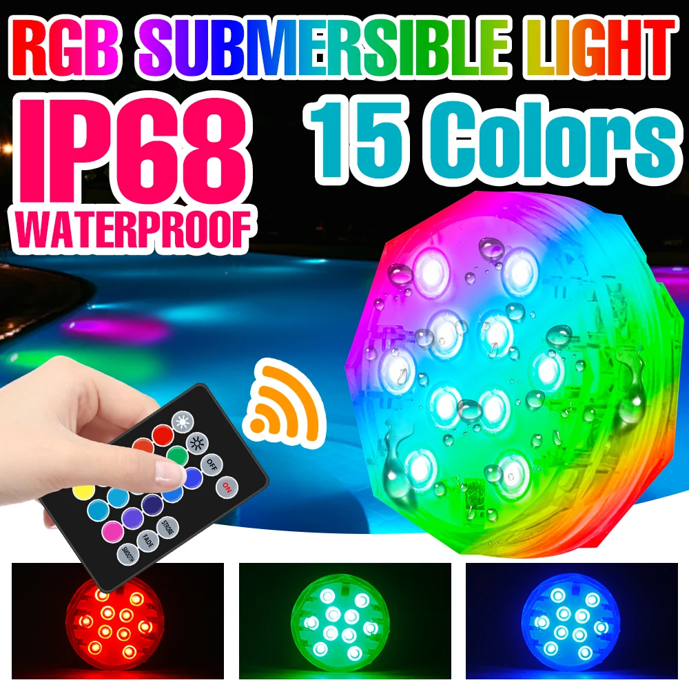 

RGB фонари для подводного плавания IP68, водонепроницаемый фонарь для бассейна, с ИК-пультом дистанционного управления, подводное освещение для вазы, аквариума