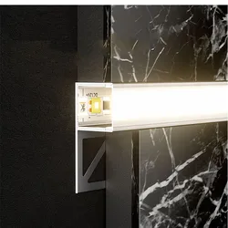U/V-Shape Ceiling Corner Aluminum Profile PC Diffuser Channel Embedded Bathroom Tiles Wall Corner Edge Linear Hard Strip Lights