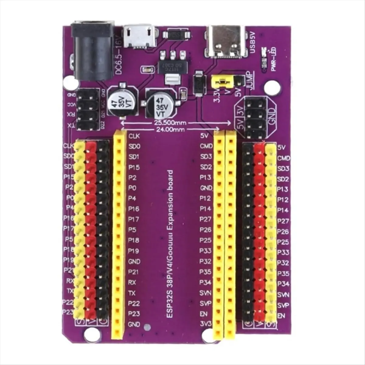 #48U Electronics Accessories,Expansion Board for ESP32, Breakout Board for 38-Pin ESP32 ESP32S (Purple & Yellow)