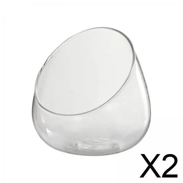 2xпрозрачные наклонные чаши, стеклянная ваза, мини-чаша для конфет, банка для настольного домашнего декора 2xпрозрачные наклонные чаши, стеклянная ваза, мини-чаша для конфет, банка для настольного домашнего декора