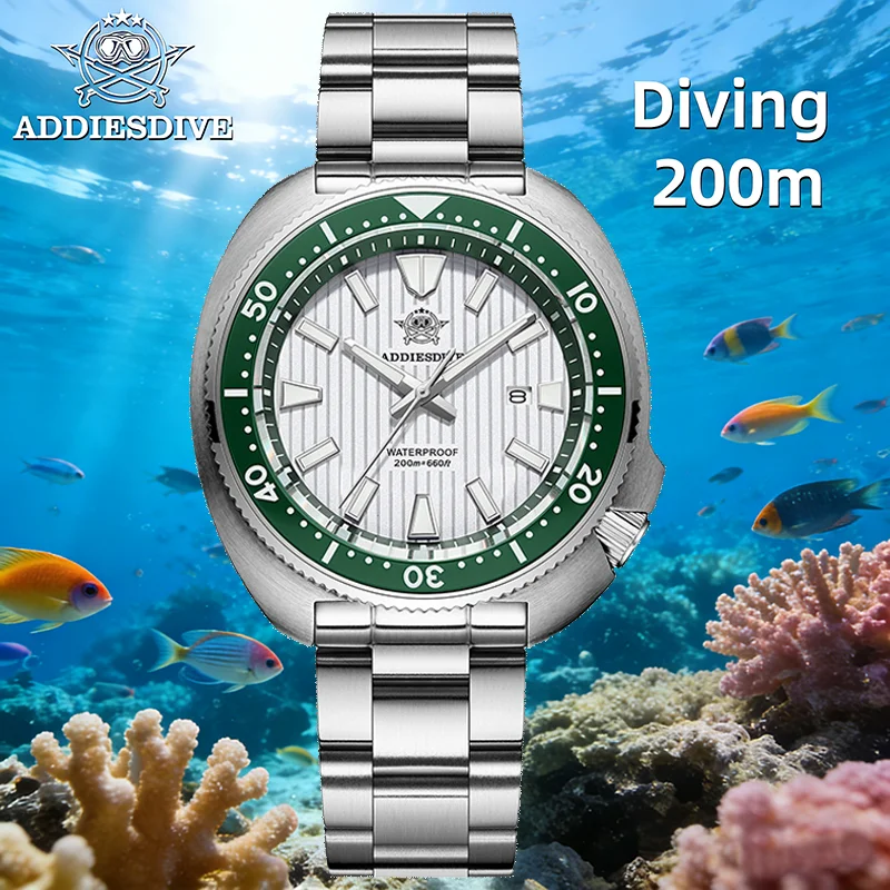 

ADDIESDIVE Men Quartz Dive Watch 200m Waterproof Sapphire Glass Luxury Wristwatch Luminous AR Coated Ceramic Bezel Steel Watches