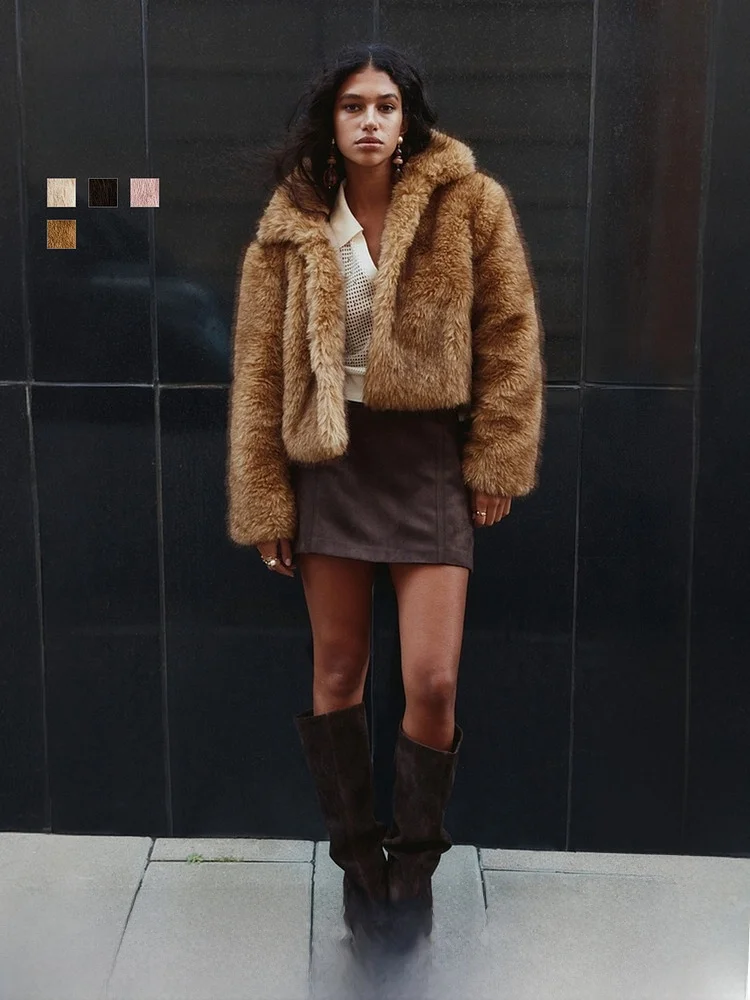 

Женская свободная укороченная куртка H&M из искусственного меха для молодых и женщин среднего возраста