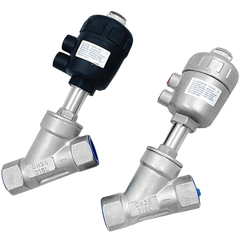 DN Series High Temperature And Corrosion Resistant Steam Pneumatic Valve Y Type Internal Thread Angle Seat Valve.