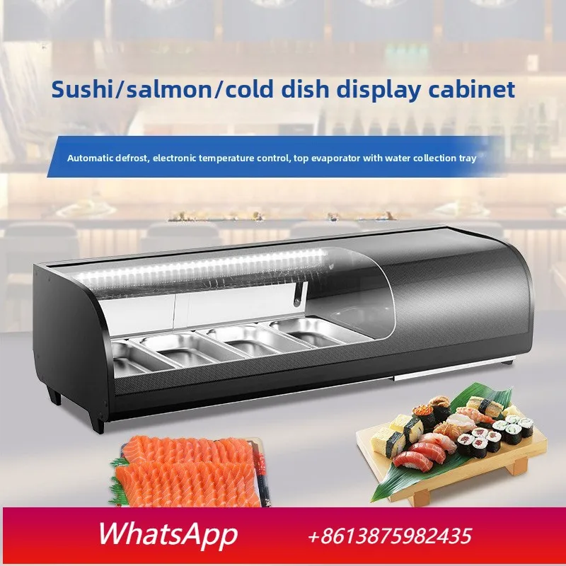 

YJQ Commercial Sushi Seafood Sashimi Fresh-keeping Cabinet Desktop Small Deli Cold Dish Refrigerated Display Cabinet