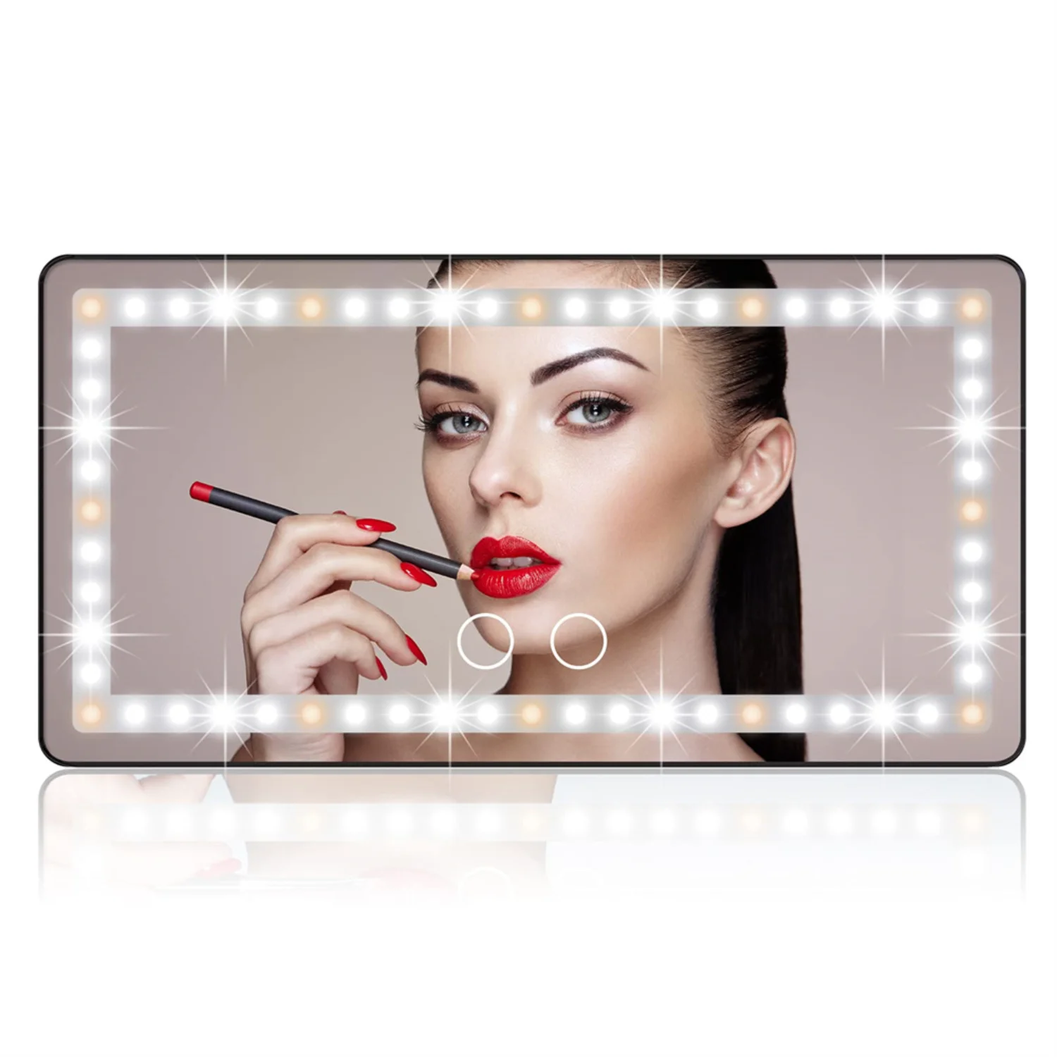 

Car Sun Visor Vanity Mirror, Rechargeable Makeup Mirror With 3 Light Modes & 60 LEDs - Dimmable Clip-on Rear View Sun-Shading Co