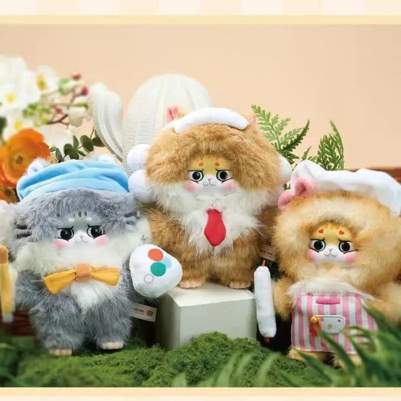 متوفر في المخزون Baby Three Cat King's Workplace Adventure Series صندوق أعمى ألعاب الفينيل القطيفة دمية مفاجأة هدية عيد الميلاد