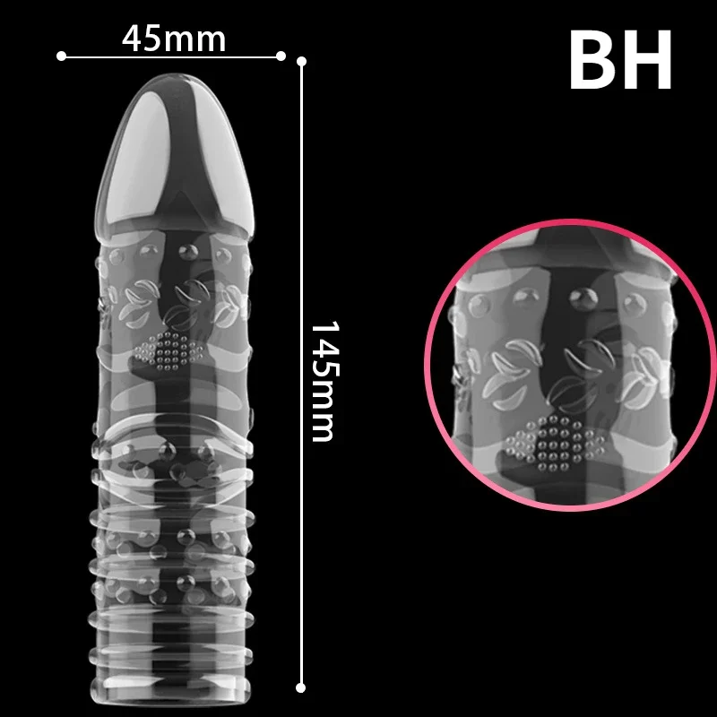 Crystal Penis Sleeve Big Particle Penis Enlargement Sleeve Sex Toys for Men Delay Ejaculation Penis Extender Condom Sex Products