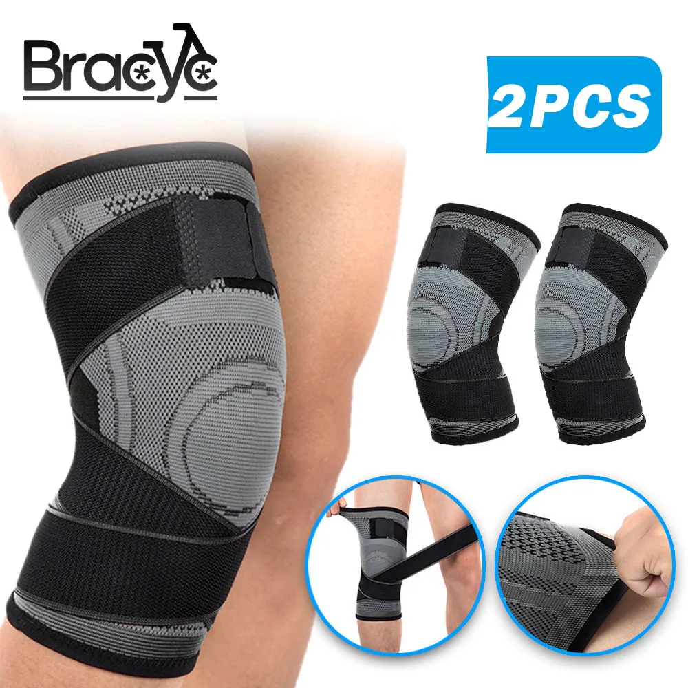 2PCS Knee Pads Sports Pressurized Elastic Kneepad Support Fitness Basketball Volleyball Brace Medical Arthritis Joints Protector