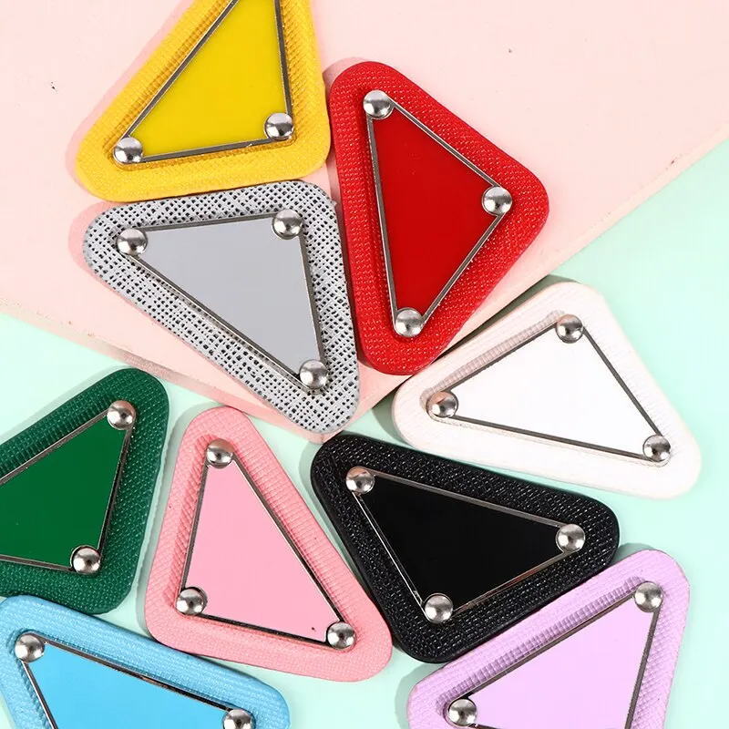 1pc Triangular Brand Logo Patches Clothing Patches Triangular Leather Patch Embroidery Logo Sequin Badge DIY Apparel Sewing