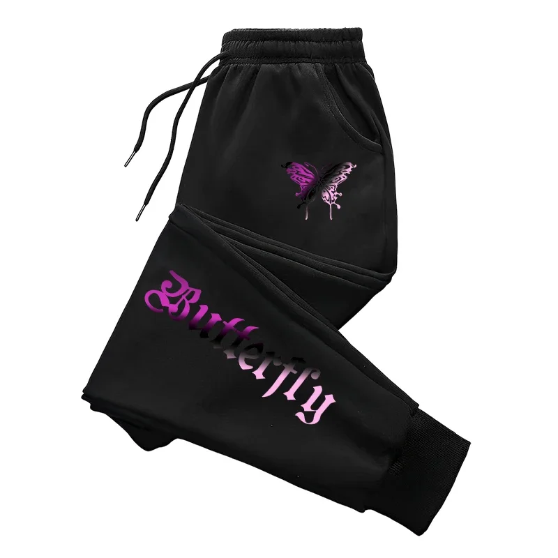 2025 خريف جديد وصول المرأة Sweatpants المنزل في الهواء الطلق عادية الرياضة بنطال رياضي Y2K فراشة إلكتروني طباعة بنطلون الشارع الشهير