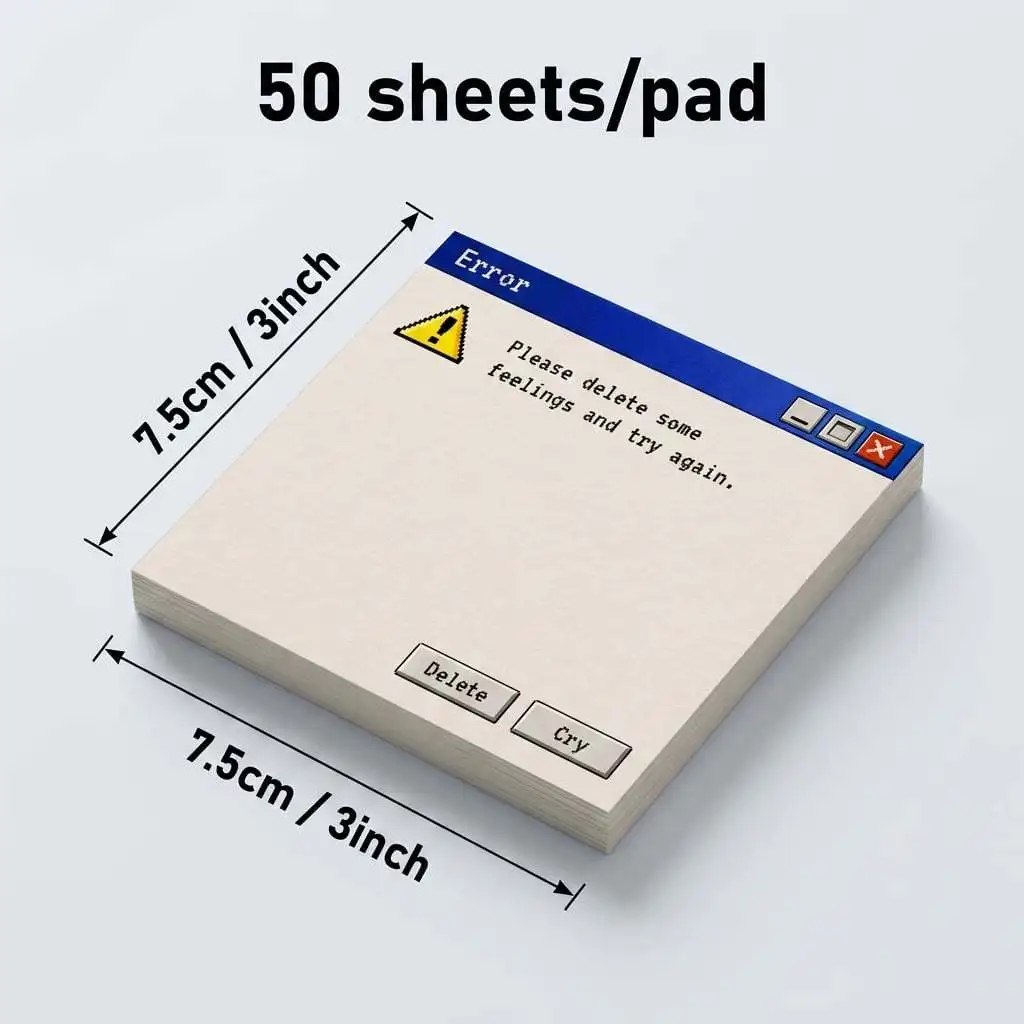 4Pcs Sticky Notes Stickable Retro Computer Error Pop-up Sticky Note Message Notebook For School Office Use