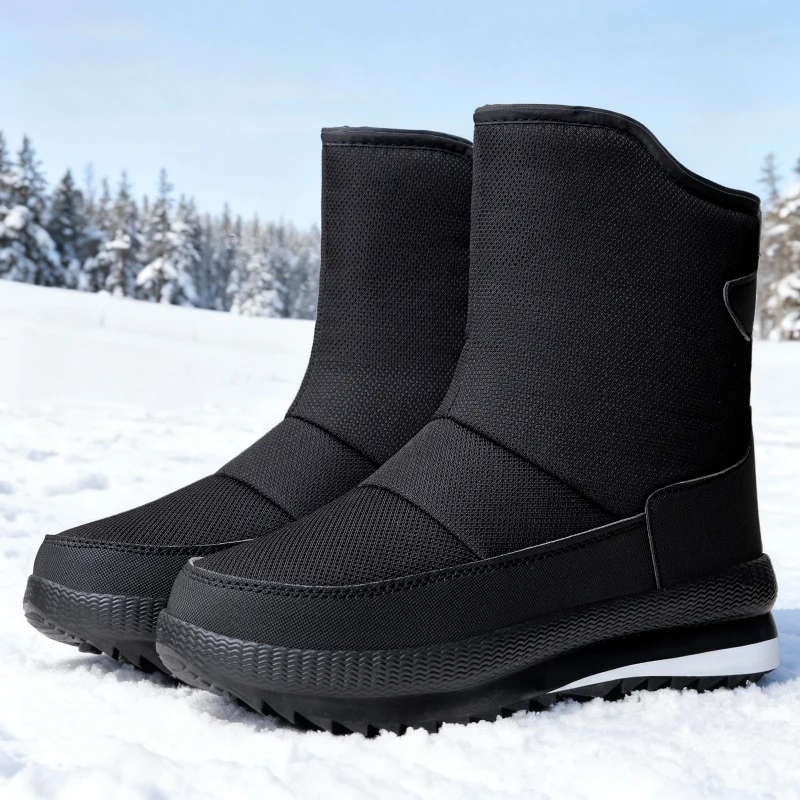 

Men's Cotton Boots with Winter Velvet Thickened Outdoor Leisure Hiking Boots Snow Boots Waterproof Anti Slip Men's Cotton Shoes