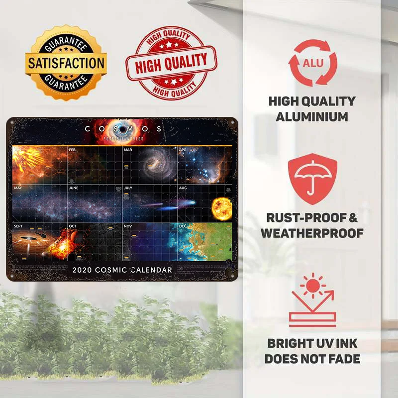 Cosmic Calendar 2020 Printing Poster Customized Retro Wall Art Vintage Metal Signs for Room Modern Home Decoration Luxury House