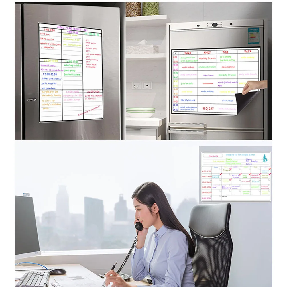 

Weekly Schedule Magnetic Sticker A3 Kitchen Fridge Magnet Pet Writable White Board Sticker for School Office