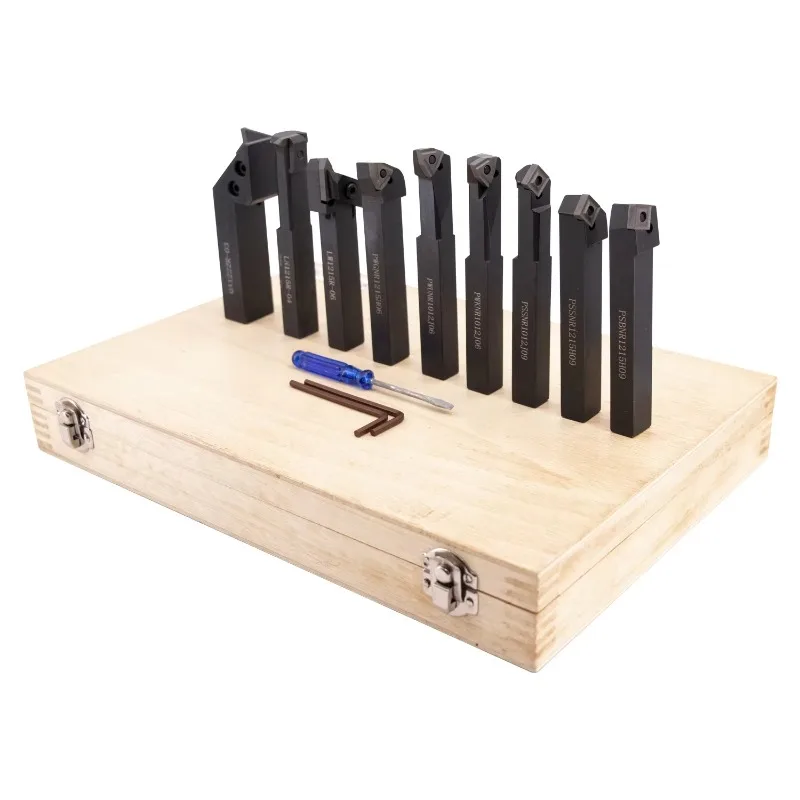 Carbide Inserts And Wrench Machine Tools Accessories 9pcs PT12mm Shank Milling/Lathe Turning Tool Holders Set