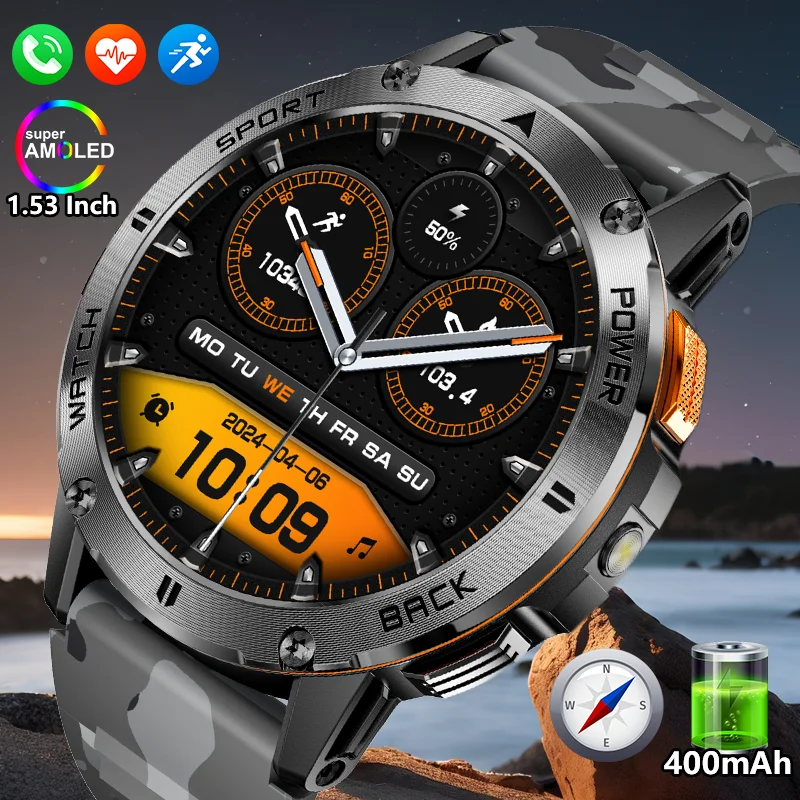 LIGE 2025 New For HUAWEI Xiaomi Outdoor Sport Smart Watch Men Fitness Compass LED Flashlight IP68 Waterproof BT Call Smartwatch