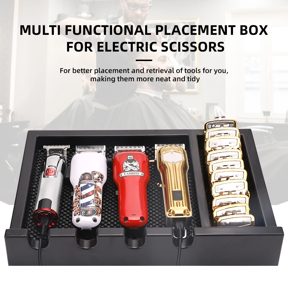 

Barber Clipper Tray Salon Electric Hair Clipper Display Box Non-slip Storage Case Barbershop Hair Cutting Tools Organizer Holder