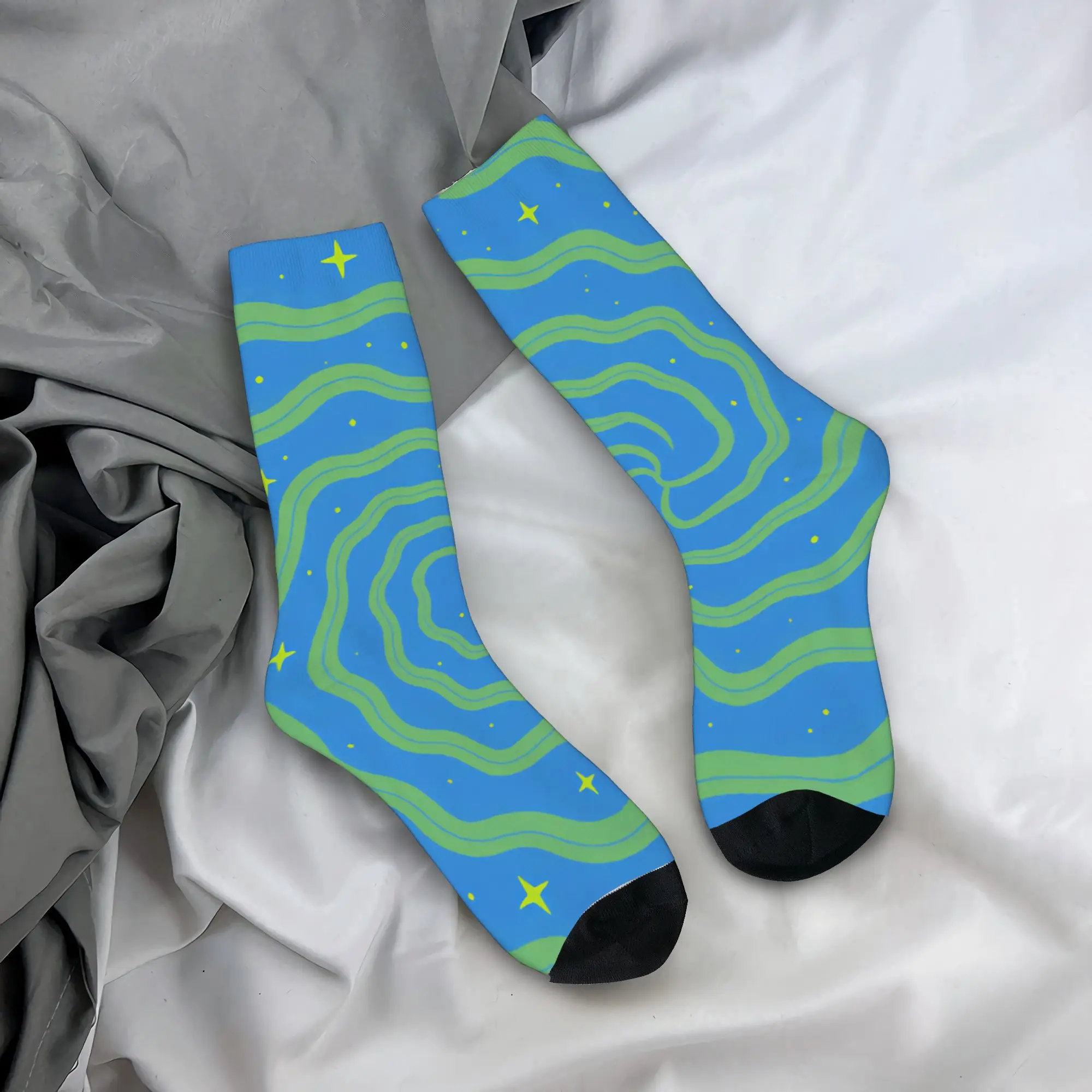 Abstract Swirl Disorder Socks Autumn  Stockings Trendy Adults Men Quality Socks Design Outdoor Sports Anti Bacterial Socks