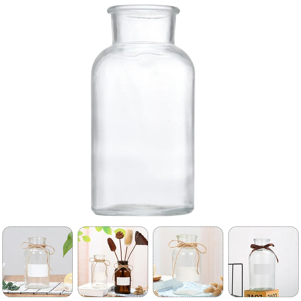 

2pcs Glass Simple Jar For Diy Flower Can Flower Bin Reagent Bottle Glass Vases Tea Can Experiment Supplies Decor