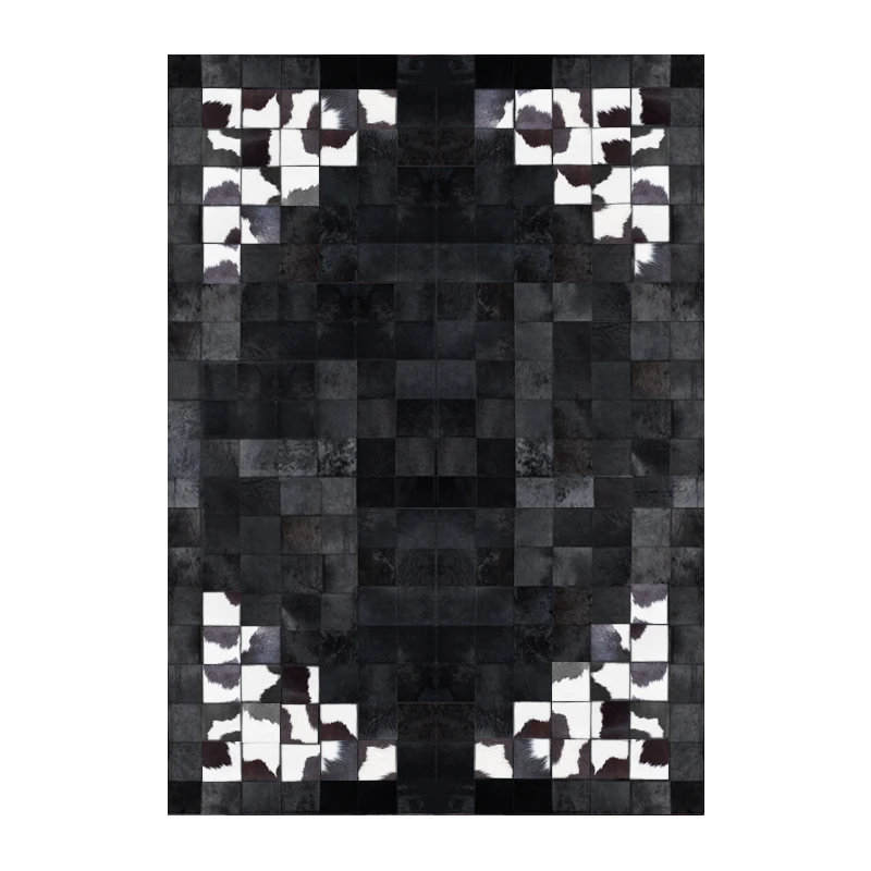 Black White Real Cowhide Carpet Home Center Living Room Rug Decor Customize Large Floor Mat American Style Luxury Bedroom Carpet