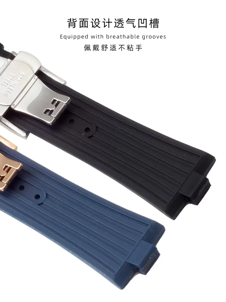 Silicone Watch Band For Vacheron Constantin Overseas VC 47450 VC 49020 Watchbands Men high quality Luxurious Watch Strap 25-8mm