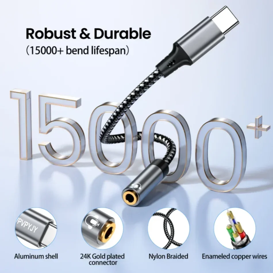 Type-c 3.5 Jack Audio Cable Usb Type C To 3.5mm Aux Adapter for Macbook Air Huawei Xiaomi Samsung Galaxy S24 S23 S22