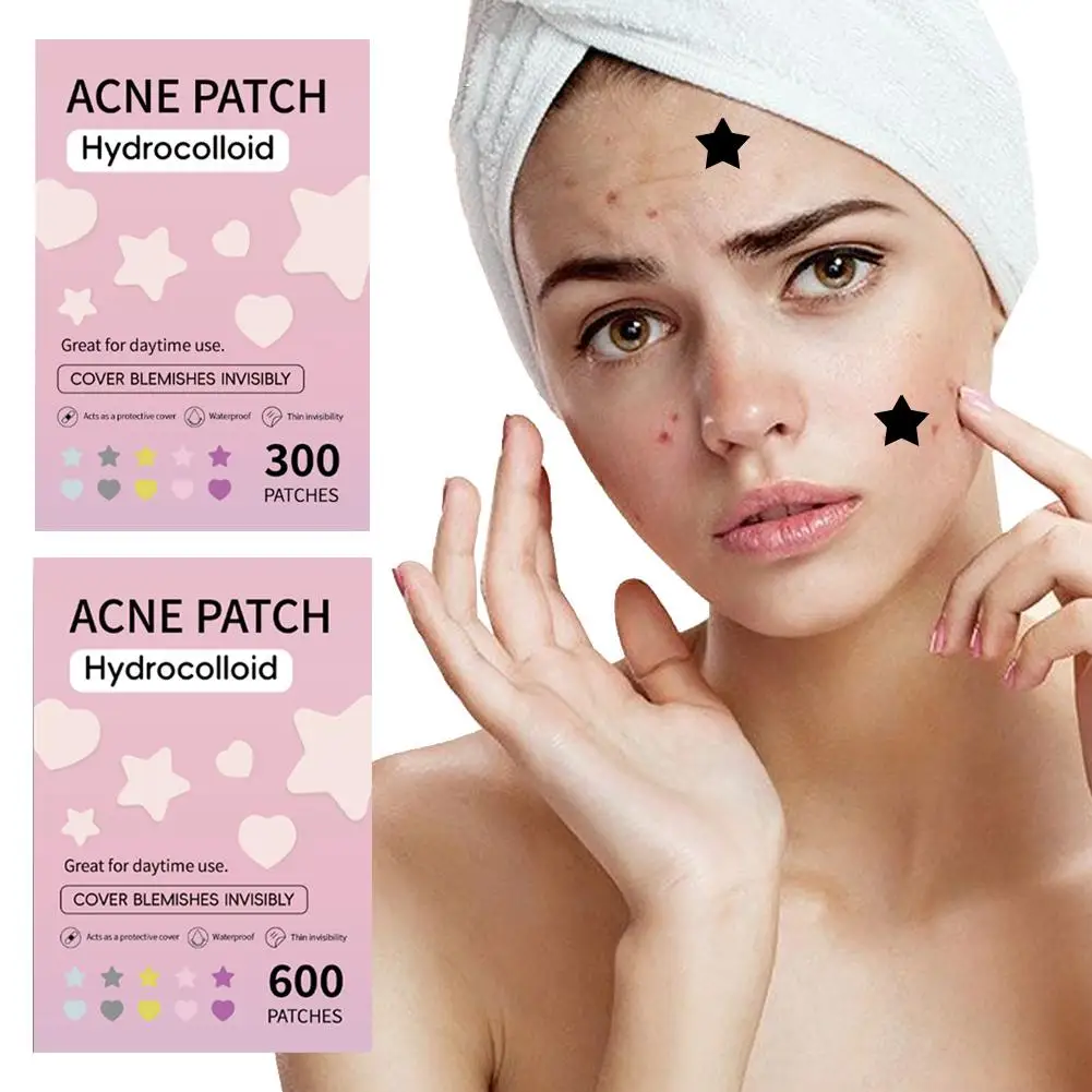 600/300pcs Star Shape Pimple Patches Colorful Hydrocolloid Absorption Patches Face Cute Healing Zit Strong Sticker Care Pim S7a0