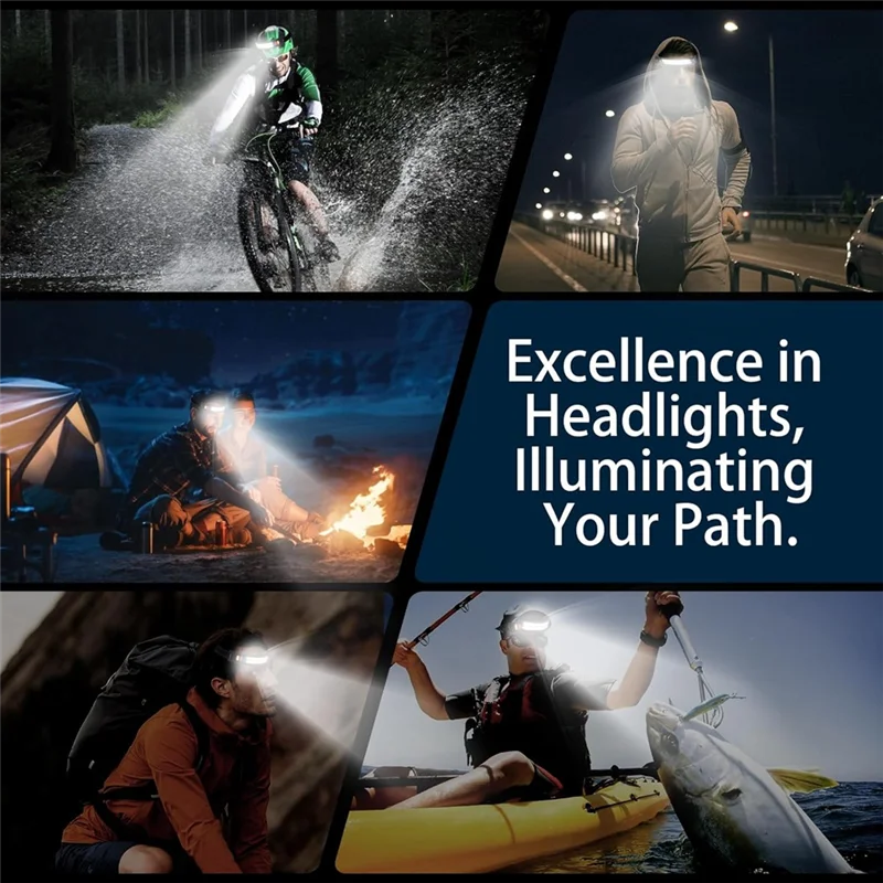 

AB15-1200Mah Rechargeable Headlamp Flash Light, Led Sensor Headlamp Night Fishing Headlight For Outdoor Camping Running
