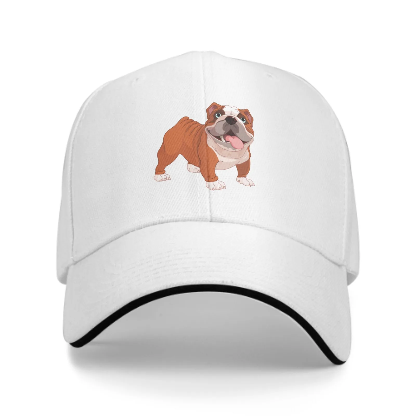 

Bulldog Adjustable Women Men Back Closure Caps Washed Sandwich Caps Sports Outdoor Baseball Hat