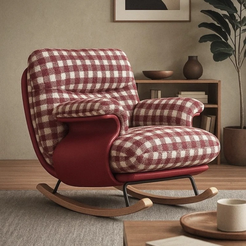 

American retro thousand bird grid sofa chair tiger chair antique homestay living room balcony designer leisure single chair