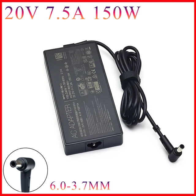 20V 7,5a 150W 6.0x3.7mm Adapter A18-150P1A AC dla Asus Rog G531GT G731GT FX505GT FX705GT FX505DD FX505DT FX505DU FX705DD FX705DT