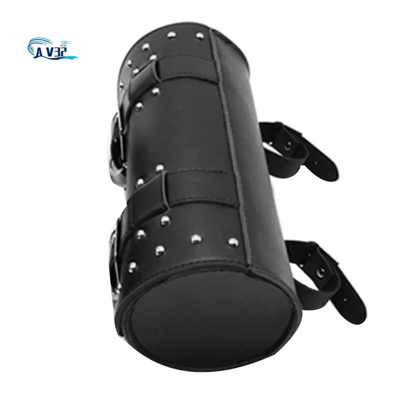 

AV32-Universal Motorcycle PU Leather Tool Bag Front Fork Handlebar Saddlebag Roll Barrel Racing Tail Barrel Storage