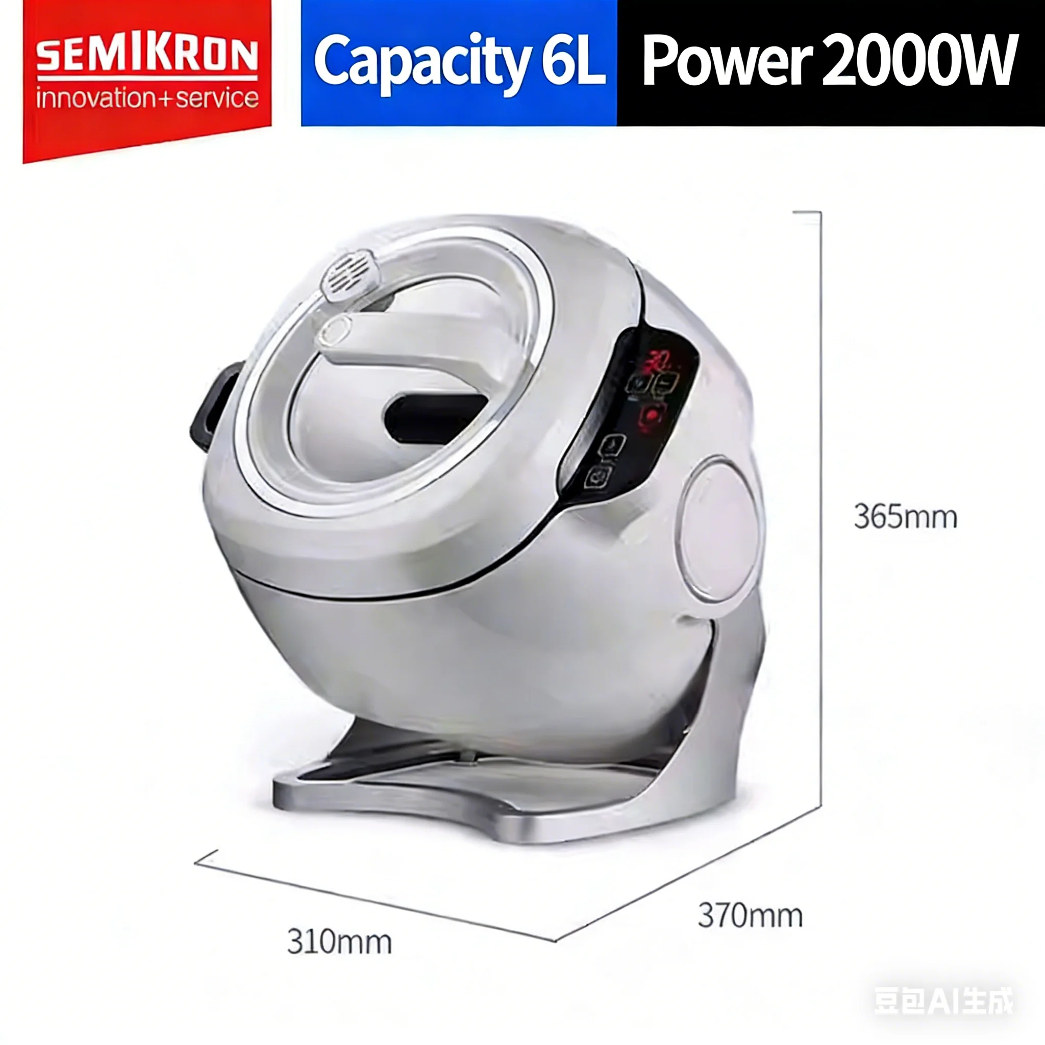 2000W Intelligente Automatische Rührbratmaschine 6L Elektrischer Haushaltskochtopf Antihaft-Multifunktions-Kochtopf