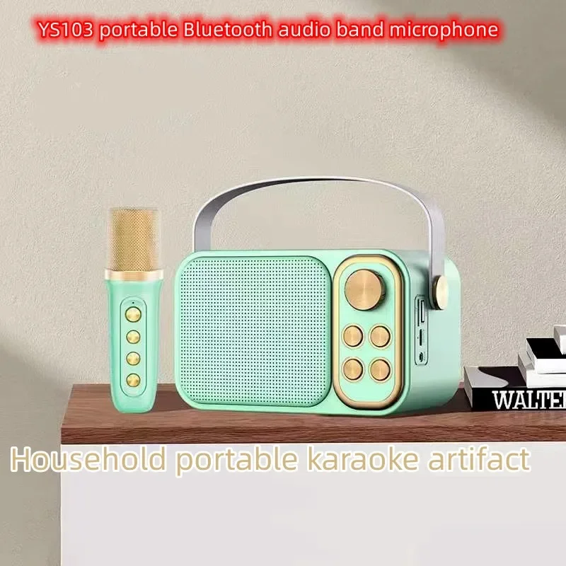 2025 Mini Outdoor Karaoke Wireless Bluetooth Speaker Portable Home Phone Audio Wireless Microphone Bass Large Capacity Hot Sale