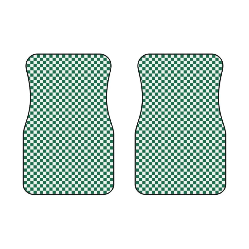 Green Simple Checkers - Car Floor Mats | Danish Pastel, Y2k Trendy & Retro Checkers | 90s, 2000s, green checks car accessories