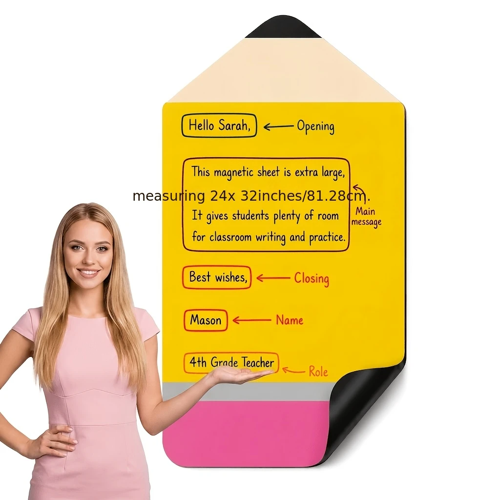 Giant Magnetic Whiteboard Paper 21.7 X 11.6, Yellow Pencil Dry Erase Writing Paper, Reusable