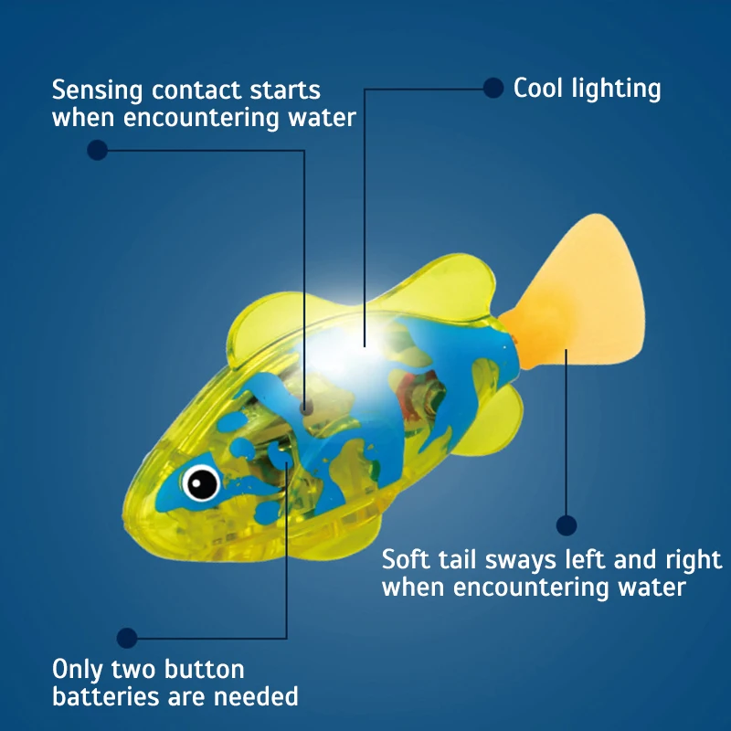 Peixes eletrônicos para chá de bebê, brinquedo eletrônico, indução, indução, natação