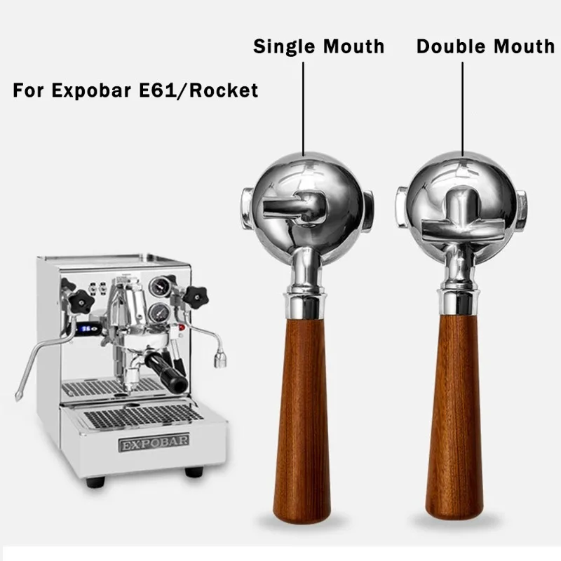 58mm Coffee Portafliter for Expobar E61/Rocket Stainless Steel Handle Filter Universal Single/Double Mouth Coffee Accessories